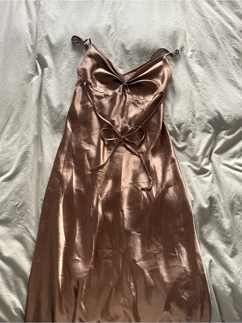 La Vie En Rose Satin Maxi Slip Dress in Rose